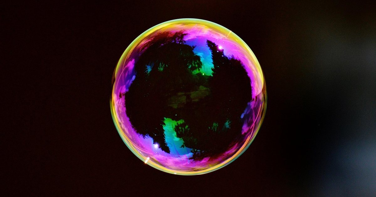 A soap bubble about to burst