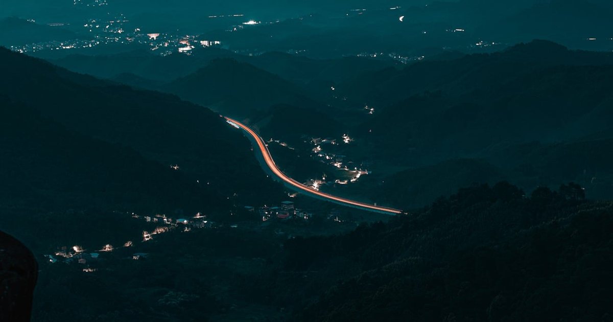 Busy highway traffic at dusk