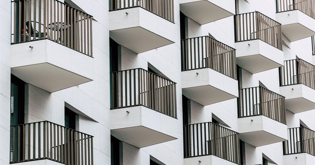 Apartment building exterior with balconies